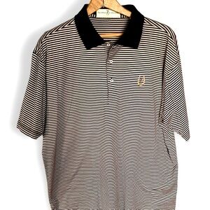 Fairway & Greene Black and White Striped Polo